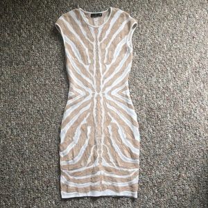 RVN Bodycon Dress - White/Cream Stripe